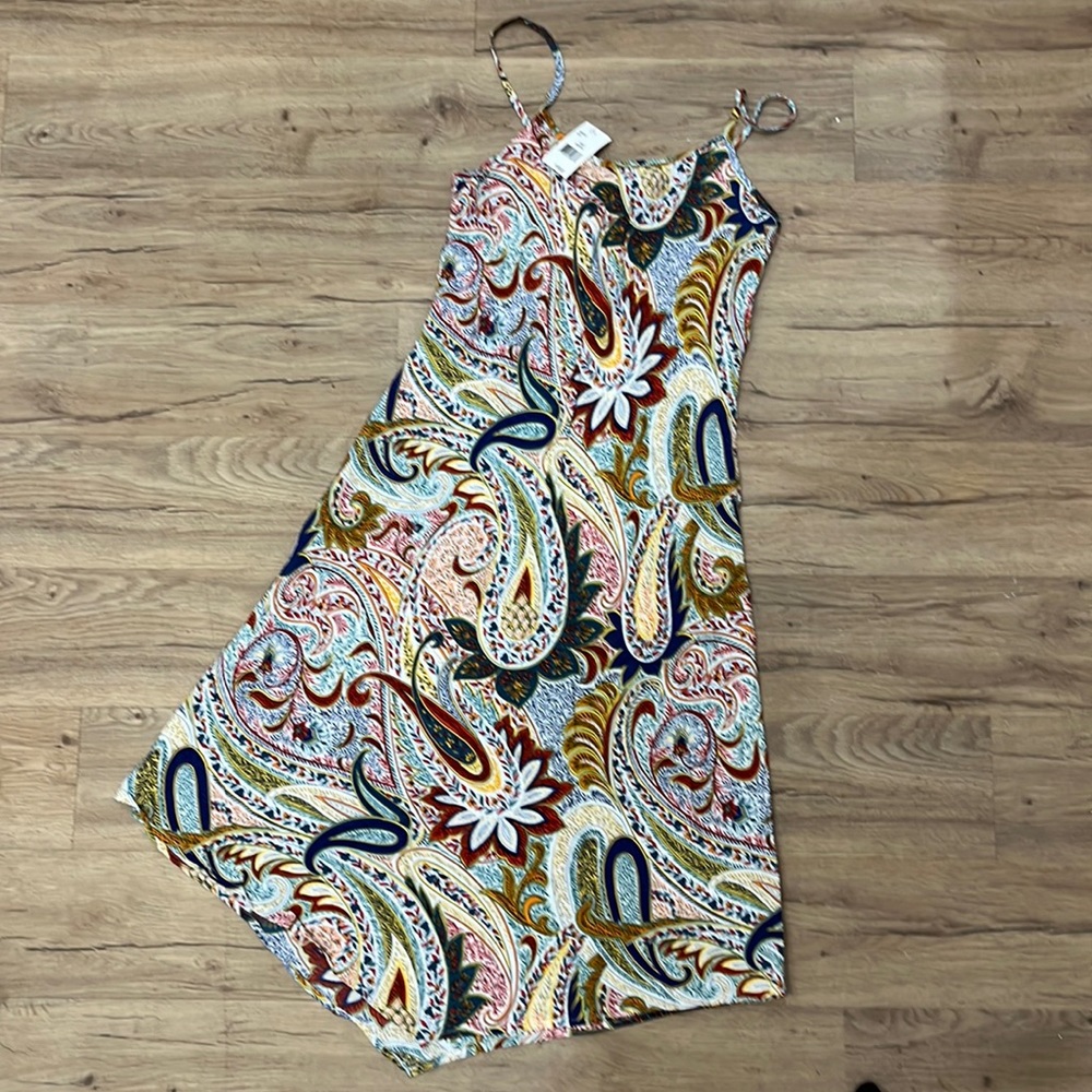 Vtg 90s TESSUTO Paisley Printed Asymmetrical Dress Medium NWT